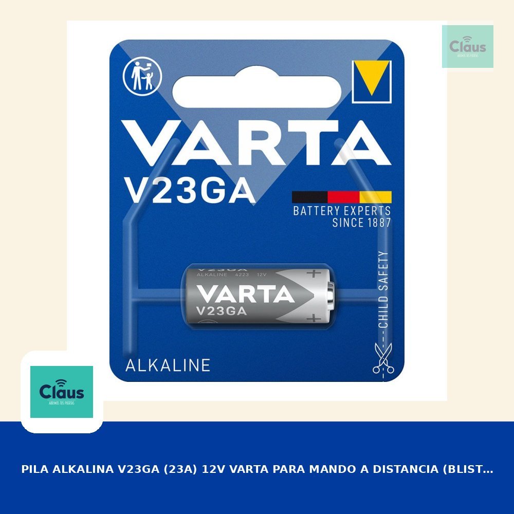 PILA ALKALINA V23GA (23A) 12V VARTA PARA MANDO A DISTANCIA (BLISTER 1 unid.) Ø10,3x28,5mm