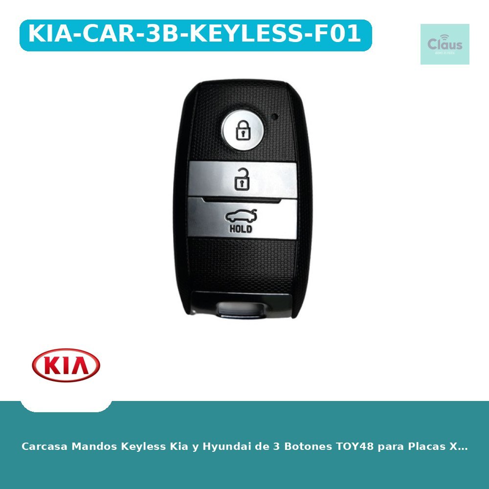 Carcasa Mandos Keyless Kia y Hyundai de 3 Botones TOY48 para Placas Xhorse (XZKA83EN)