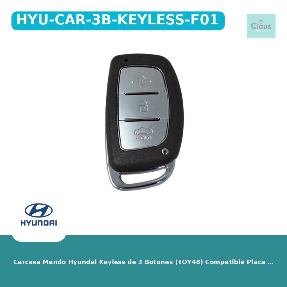Carcasa Mando Hyundai Keyless de 3 Botones (TOY48) Compatible Placa Xhorse XZHY84EN