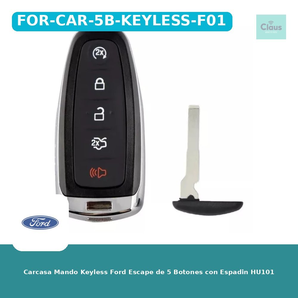 Carcasa Mando Keyless Ford Escape de 5 Botones con Espadin HU101
