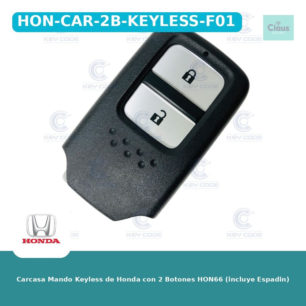 Carcasa Mando Keyless de Honda con 2 Botones HON66 (incluye Espadin)