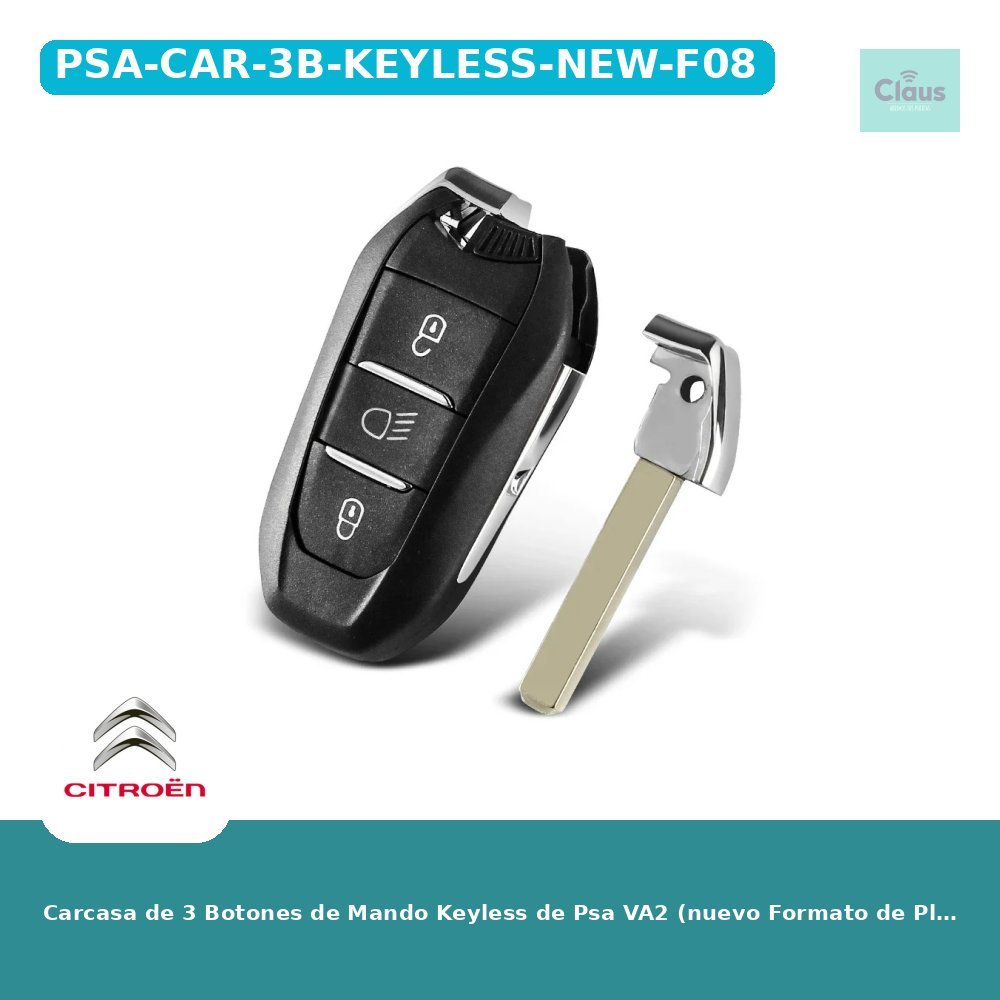 Carcasa de 3 Botones de Mando Keyless de Psa VA2 (nuevo Formato de Placa)