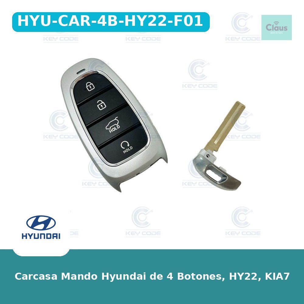 Carcasa Mando Hyundai de 4 Botones, HY22, KIA7