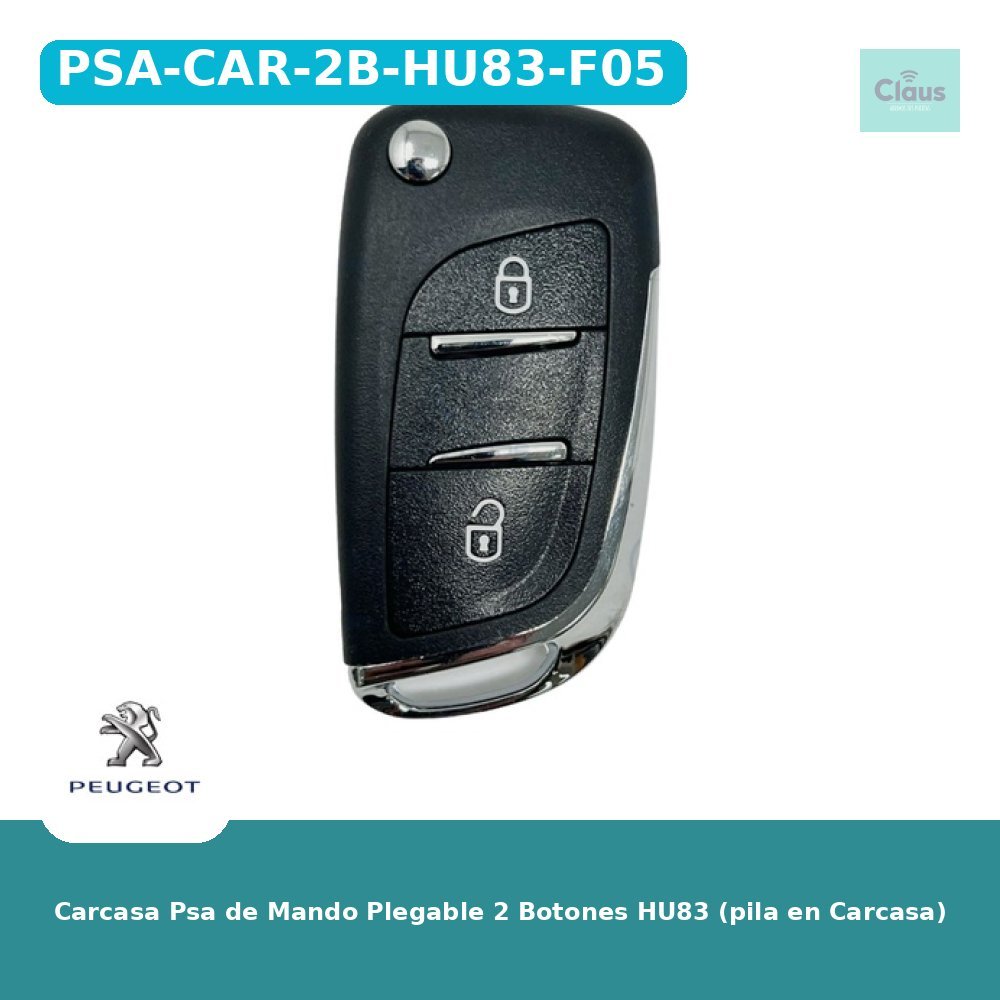 Carcasa Psa de Mando Plegable 2 Botones HU83 (pila en Carcasa)