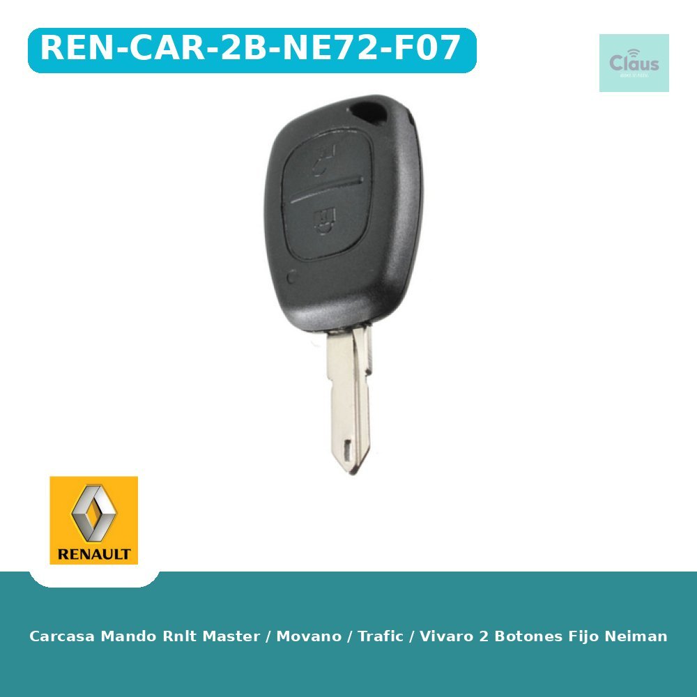 Carcasa Mando Rnlt Master / Movano / Trafic / Vivaro 2 Botones Fijo Neiman