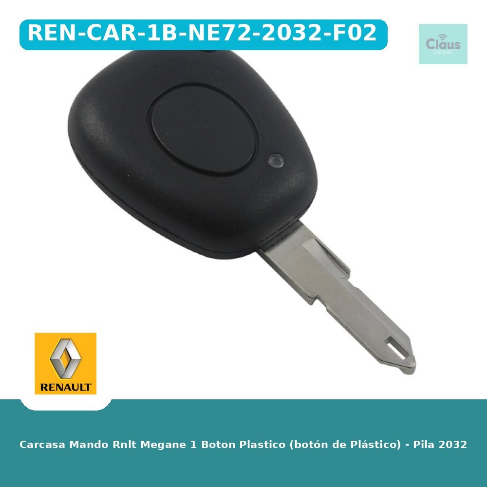 Carcasa Mando Rnlt Megane 1 Boton Plastico (botón de Plástico) - Pila 2032