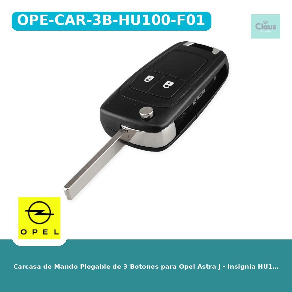 Carcasa de Mando Plegable de 3 Botones para Opel Astra J - Insignia HU100 - Calidad Premium