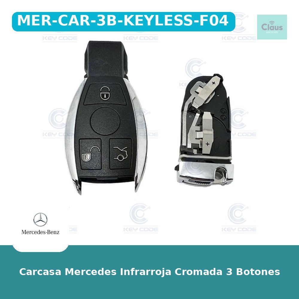 Carcasa Mercedes Infrarroja Cromada 3 Botones
