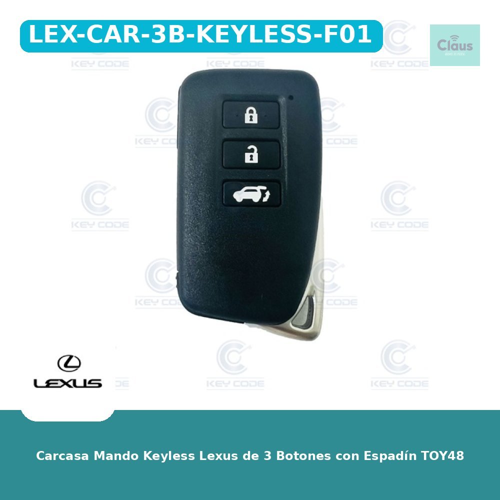 Carcasa Mando Keyless Lexus de 3 Botones con Espadín TOY48 - modelo F01