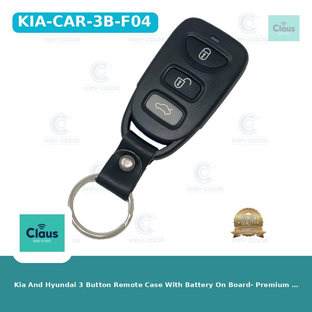 Kia And Hyundai 3 Button Remote Case With Battery On Board- Premium Quality