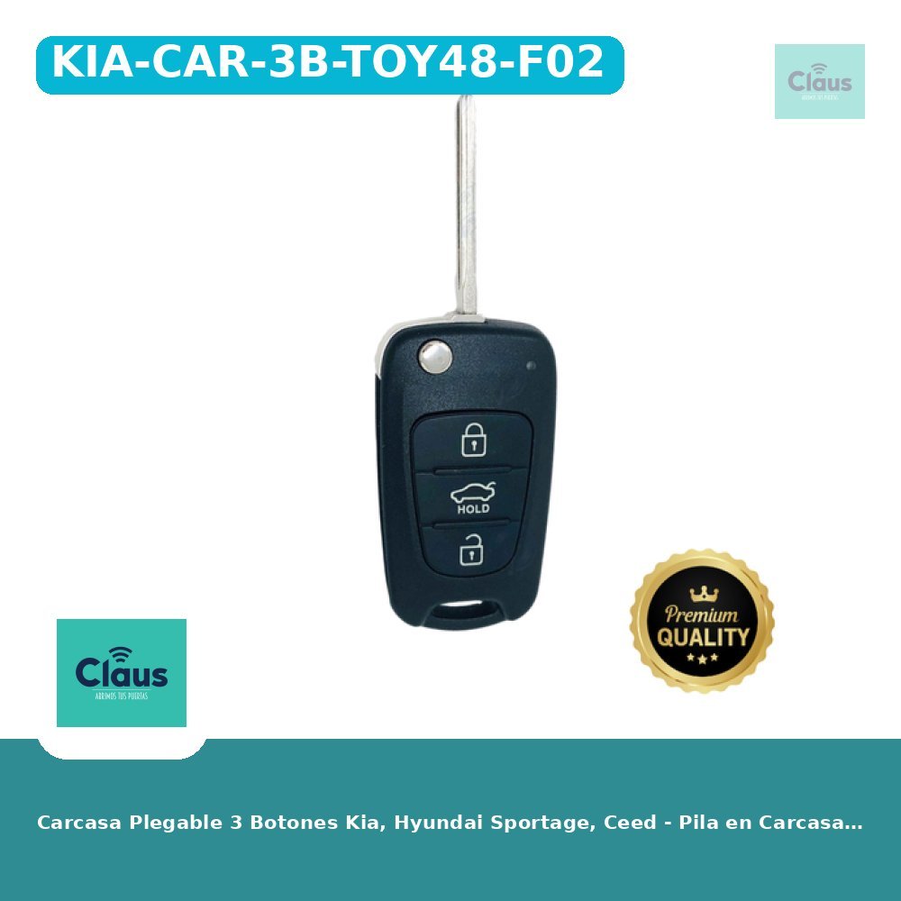 Carcasa Plegable 3 Botones Kia, Hyundai Sportage, Ceed - Pila en Carcasa TOY48 - Calidad Premium