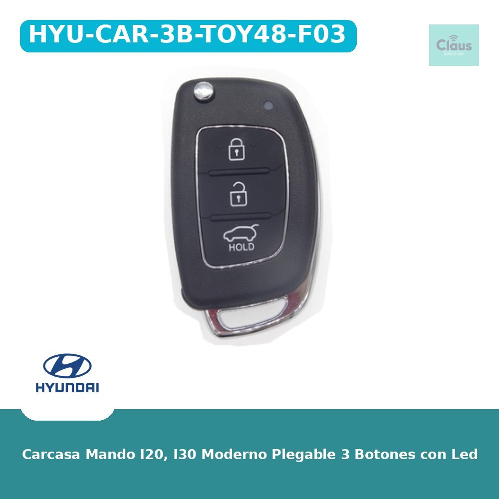 Carcasa Mando I20, I30 Moderno Plegable 3 Botones con Led