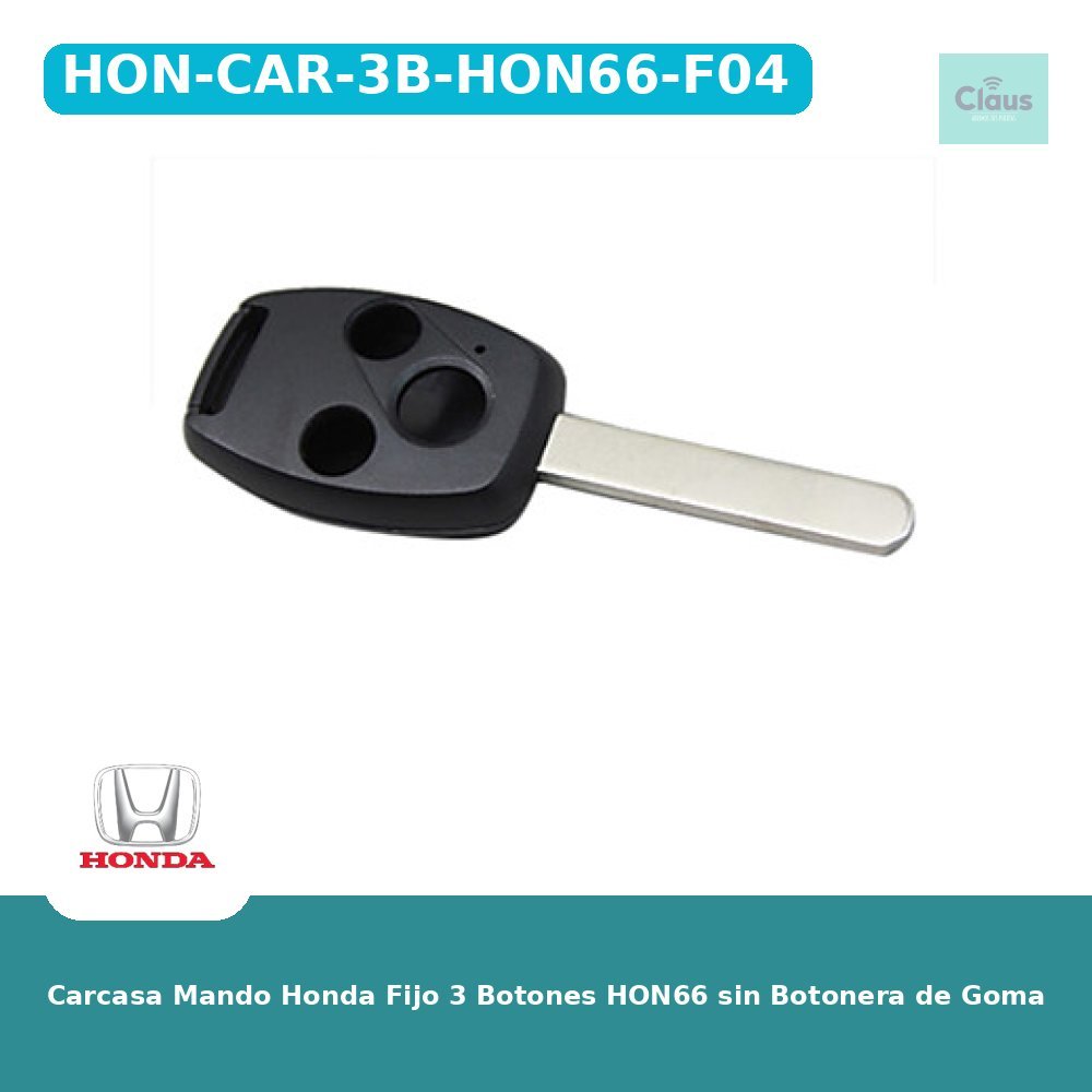 Carcasa Mando Honda Fijo 3 Botones HON66 sin Botonera de Goma