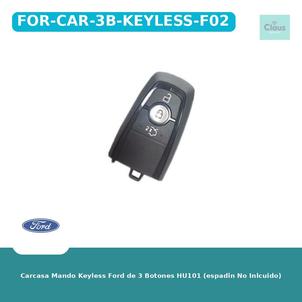 Carcasa Mando Keyless Ford de 3 Botones HU101 (espadin No Inlcuido)