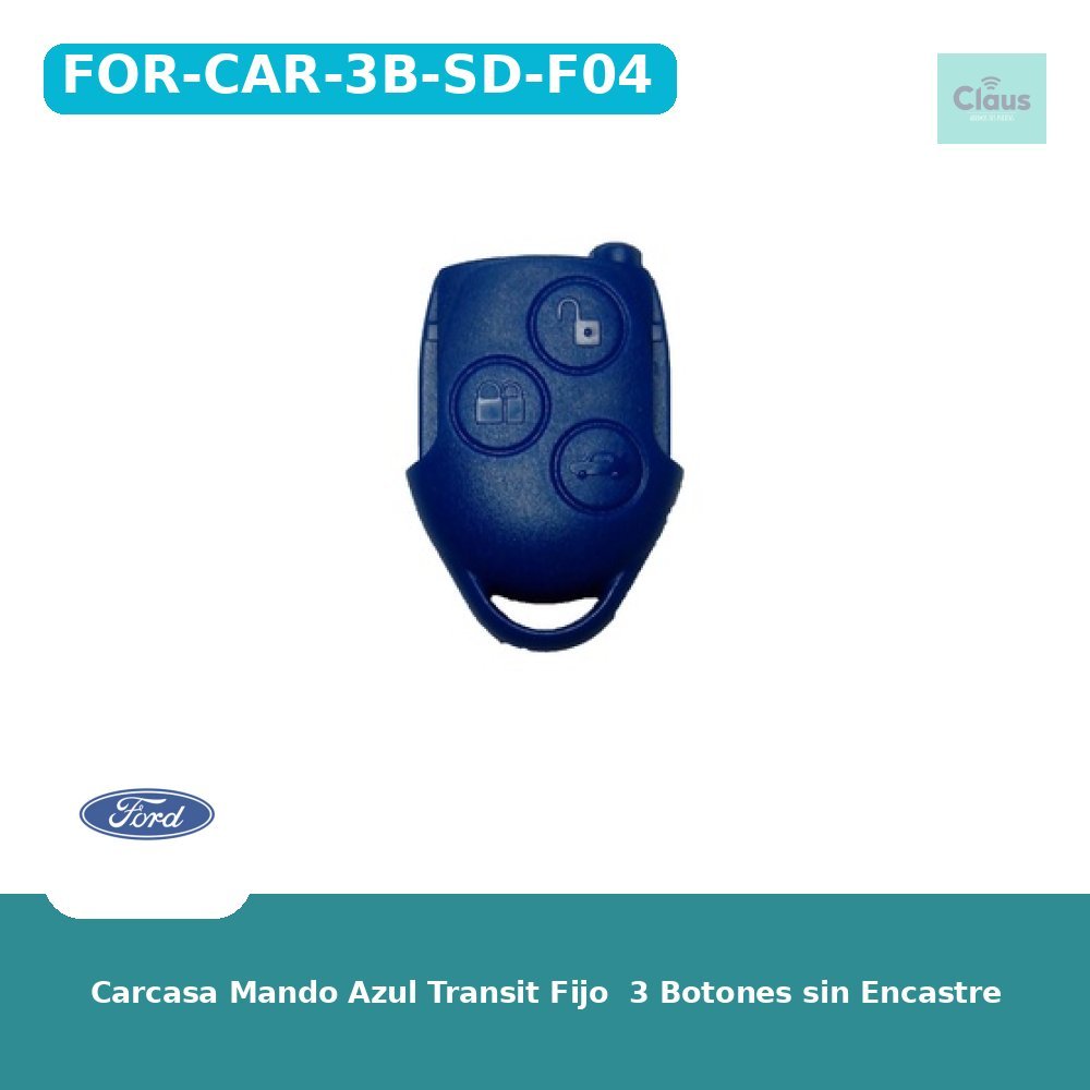 Carcasa Mando Azul Transit Fijo  3 Botones sin Encastre