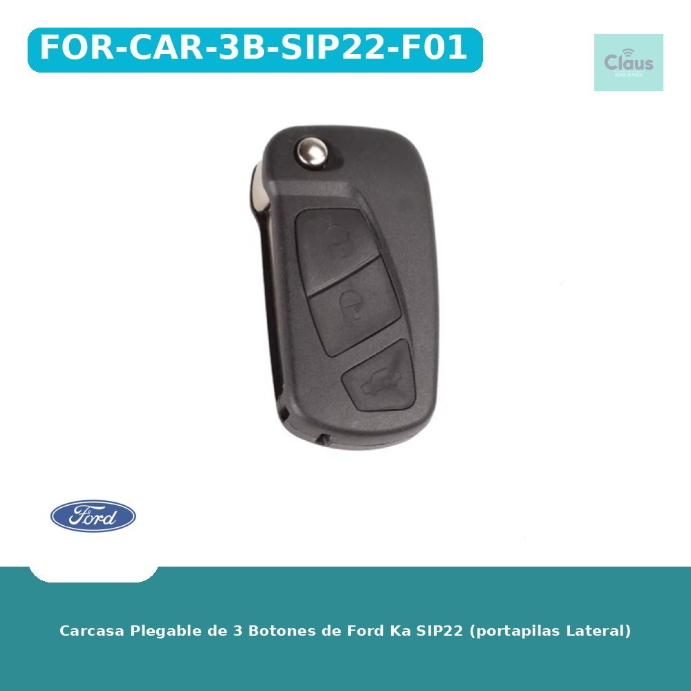 Carcasa Plegable de 3 Botones de Ford Ka SIP22 (portapilas Lateral)