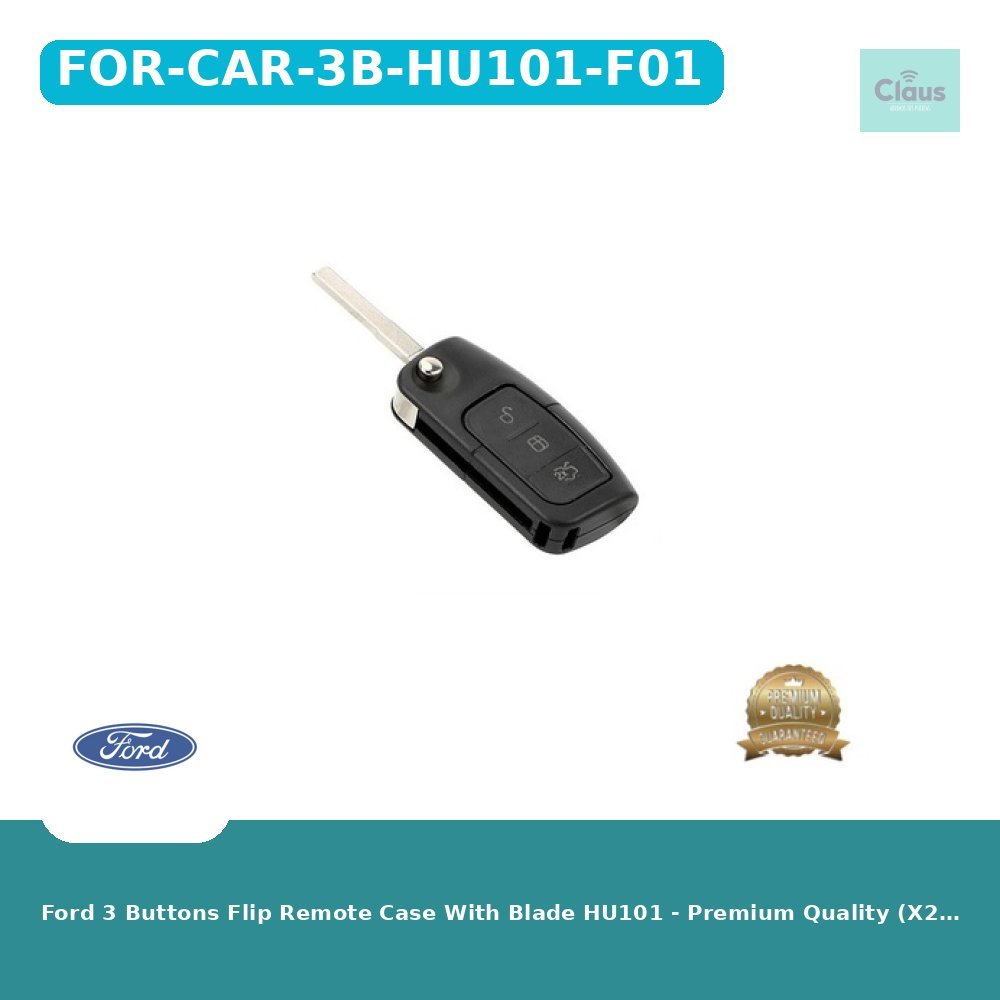 Ford 3 Buttons Flip Remote Case With Blade HU101 - Premium Quality (X2 Button)