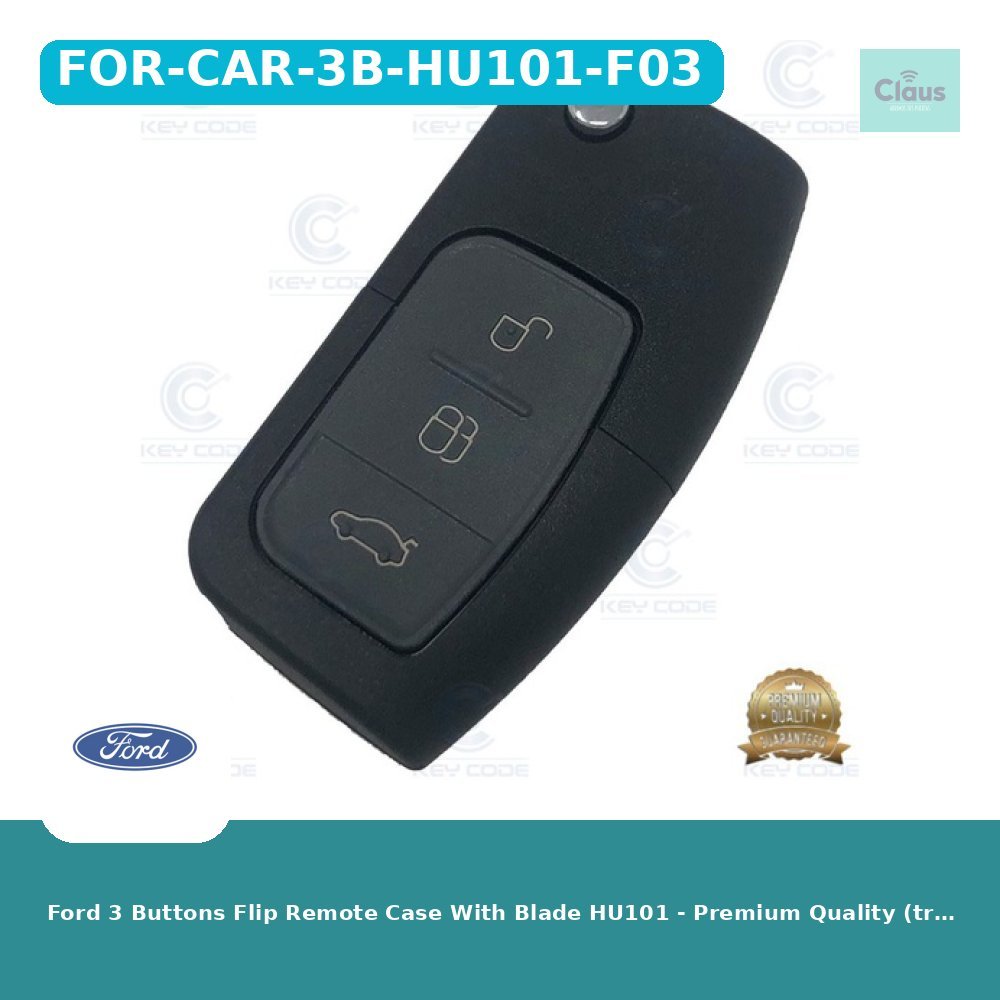 Ford 3 Buttons Flip Remote Case With Blade HU101 - Premium Quality (trunk Button)