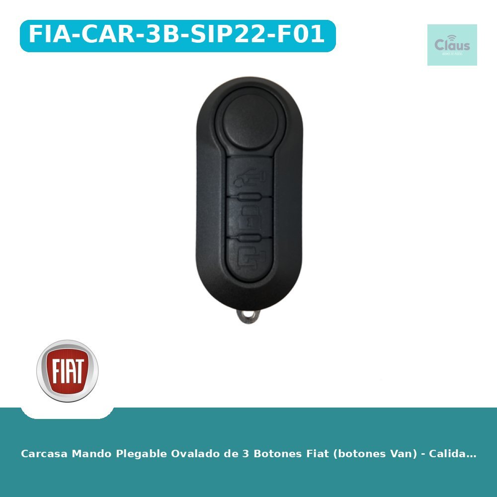 Carcasa Mando Plegable Ovalado de 3 Botones FiaT