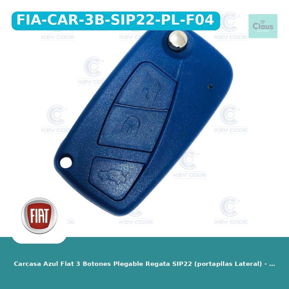 Carcasa Azul Fiat 3 Botones Plegable Regata SIP22 (portapilas Lateral) - Azul