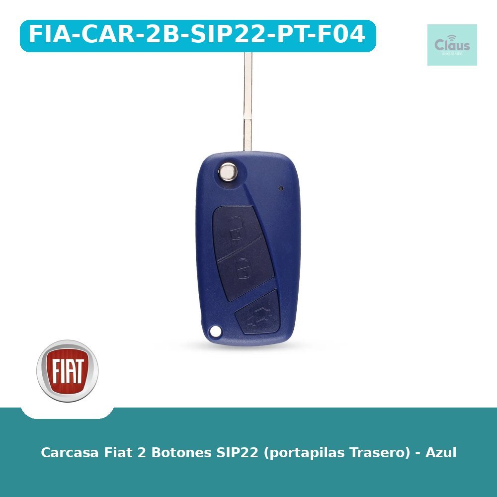 Carcasa Fiat 2 Botones SIP22 (portapilas Trasero) - Azul