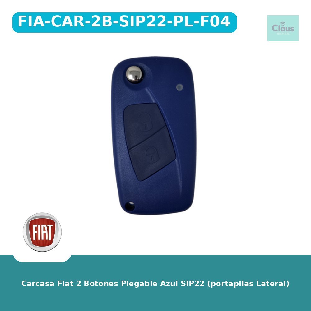 Carcasa Fiat 2 Botones Plegable Azul SIP22 (portapilas Lateral)