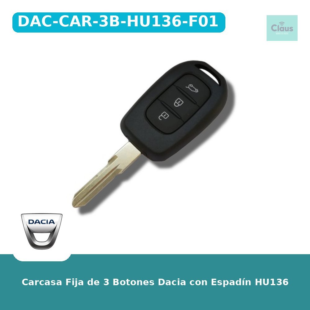 Carcasa Fija de 3 Botones Dacia con Espadín HU136