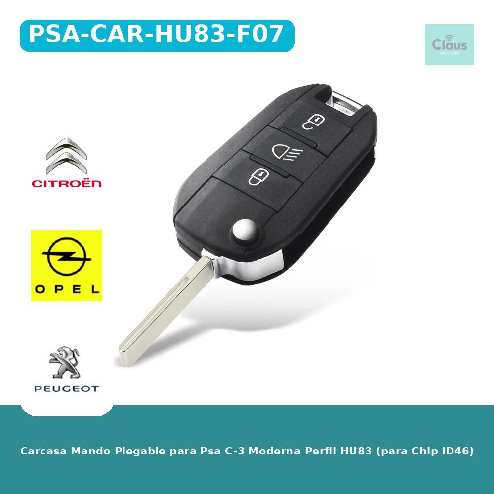 Carcasa Mando Plegable para Psa C-3 Moderna Perfil HU83 (para Chip ID46)