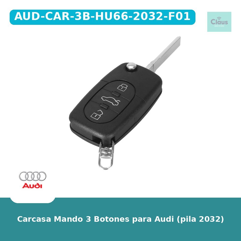 Carcasa Mando 3 Botones para Audi (pila 2032)