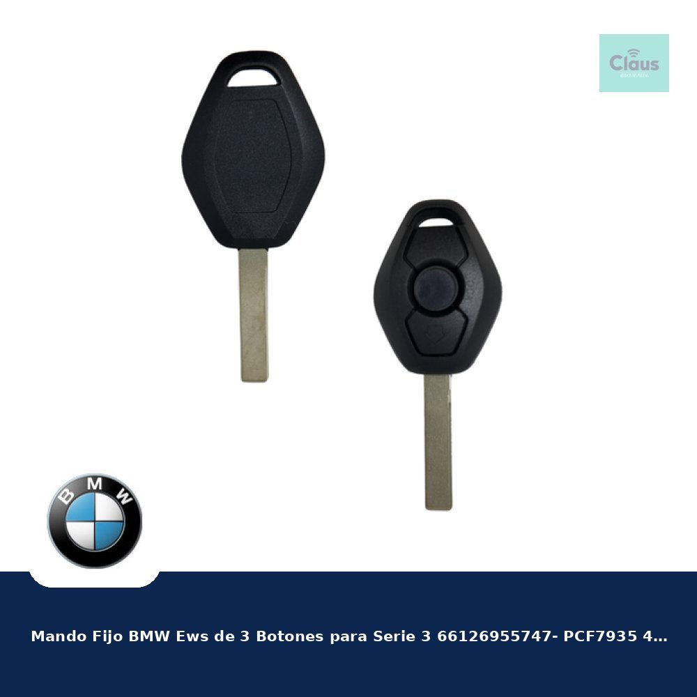 Mando Fijo BMW Ews de 3 Botones para Serie 3 66126955747- PCF7935 433 Mhz