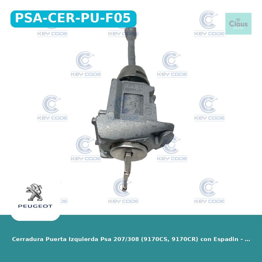 Cerradura Puerta Izquierda Psa 207/308 (9170CS, 9170CR) con Espadin - Original -