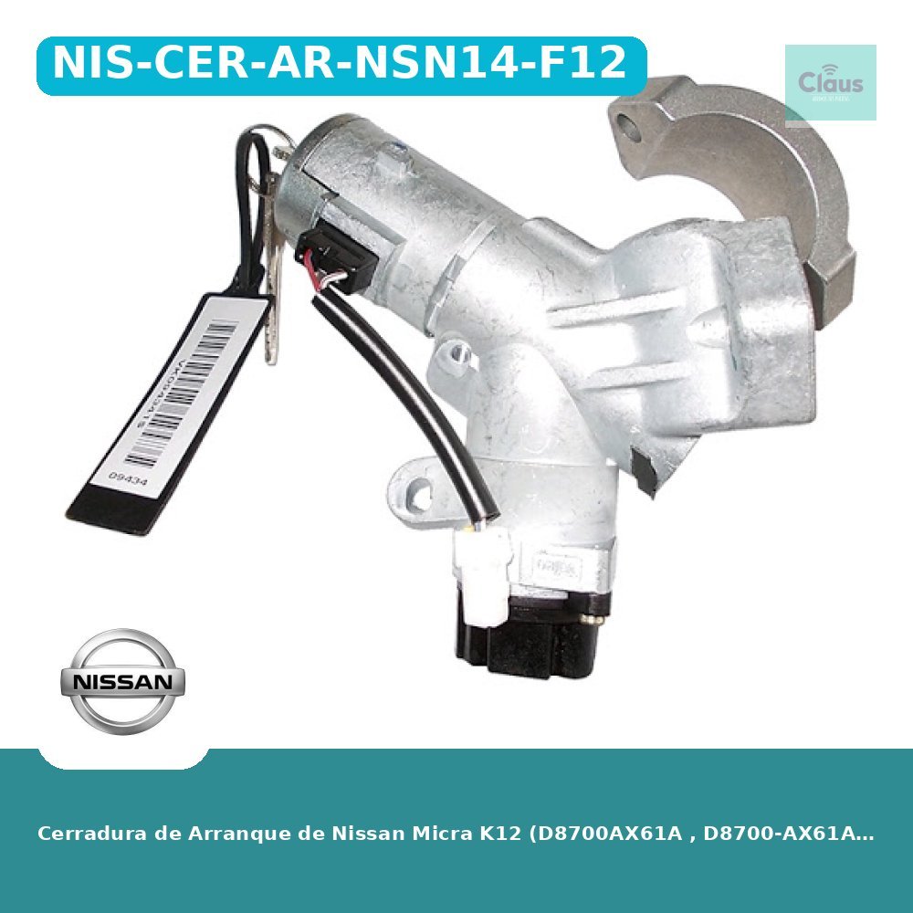 Cerradura de Arranque de Nissan Micra K12 (D8700AX61A , D8700-AX61A) NSN14 - Original