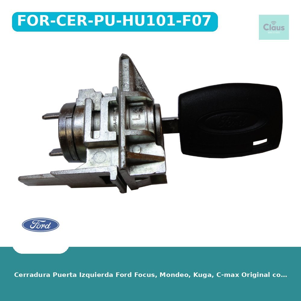 Cerradura Puerta Izquierda Ford Focus, Mondeo, Kuga, C-max Original con Llave (1552849, 1877072, 5357362) - Original -