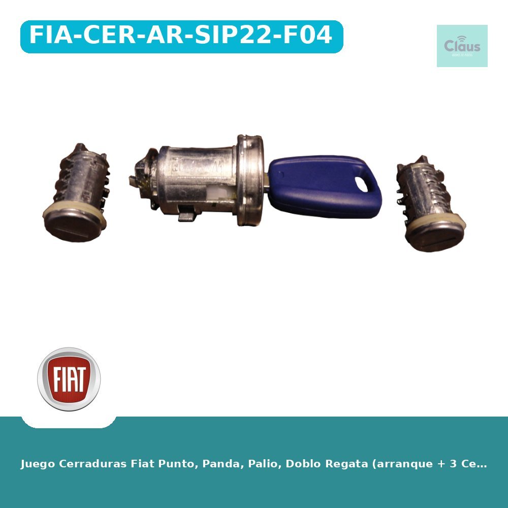 Juego Cerraduras Fiat Punto, Panda, Palio, Doblo Regata (arranque + 3 Cerraduras) - Original -