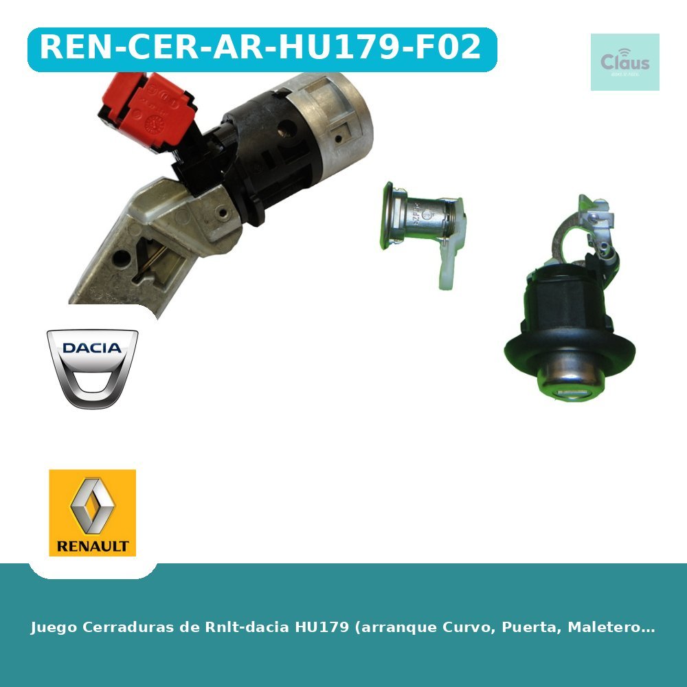 Juego Cerraduras de Rnlt-dacia HU179 (arranque Curvo, Puerta, Maletero) 806016453R - Original -