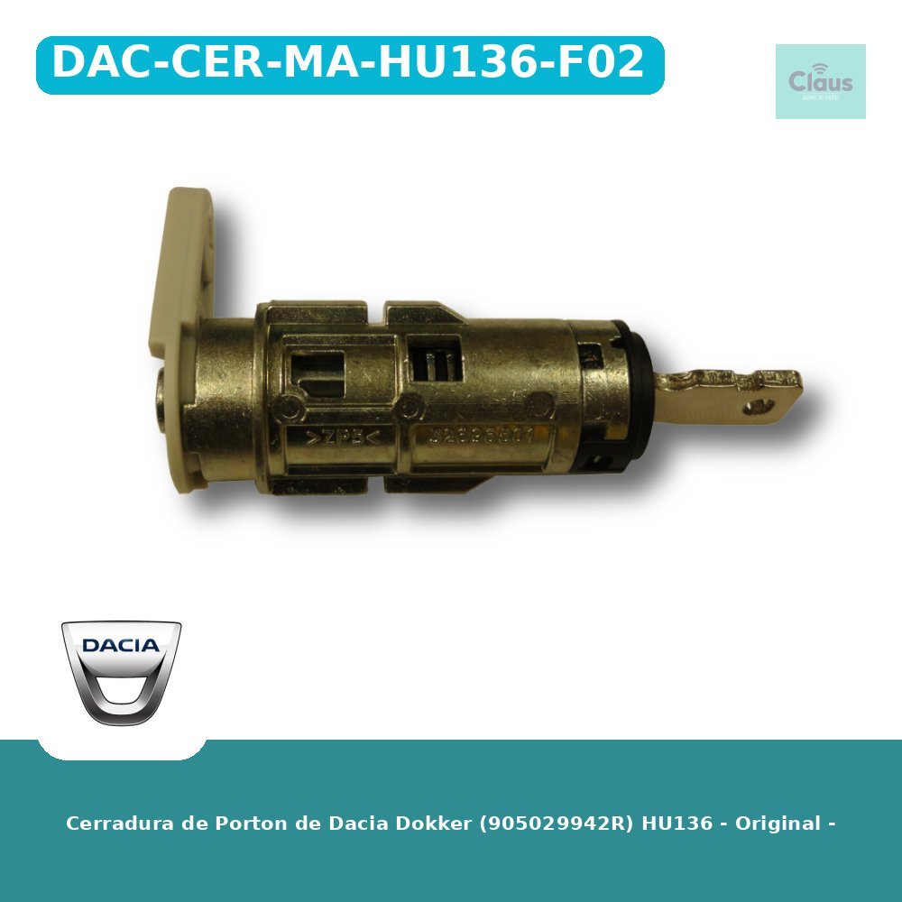 Cerradura de Porton de Dacia Dokker (905029942R) HU136 - Original -