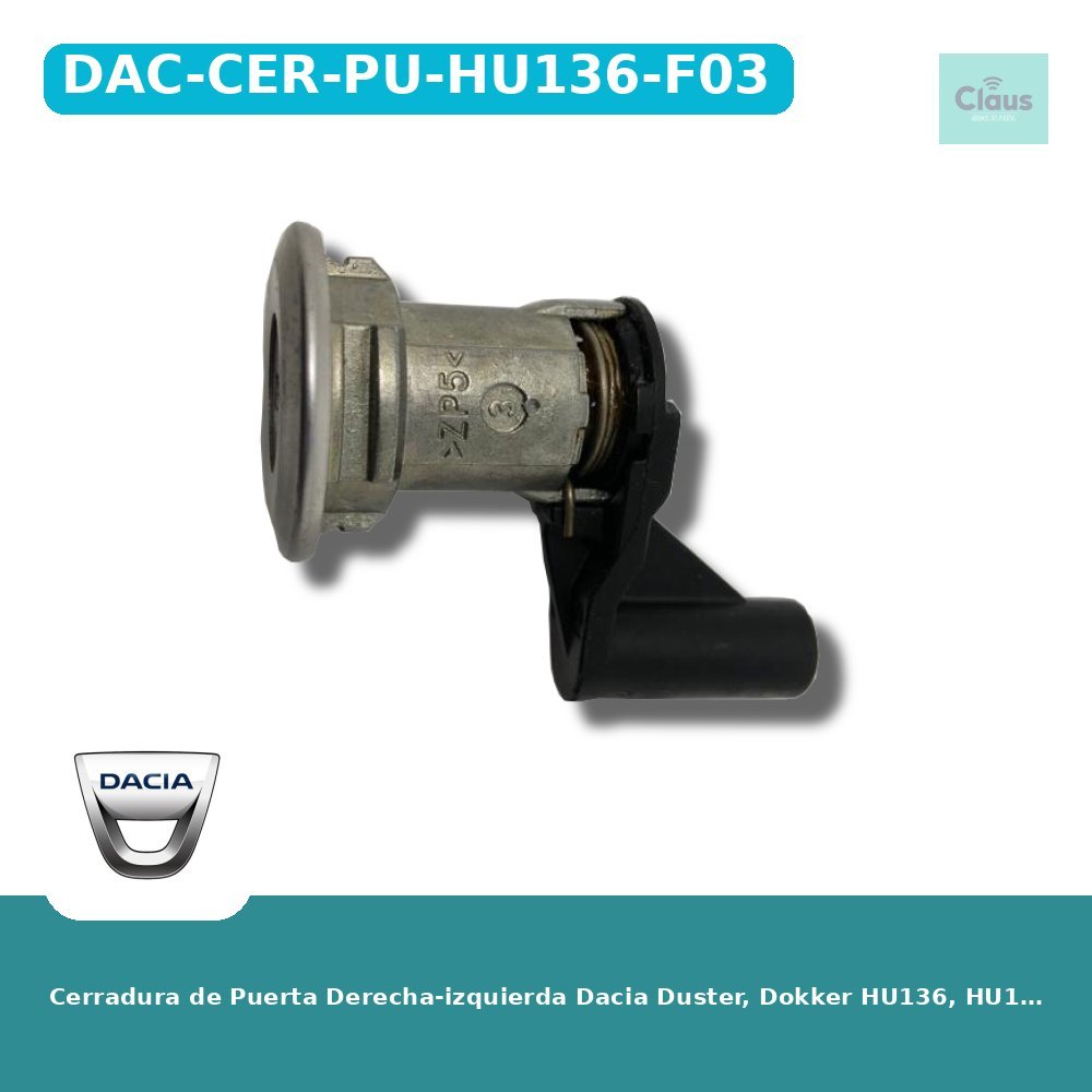 Cerradura de Puerta Derecha-izquierda Dacia Duster, Dokker HU136, HU179 (leva Negra) 6001550787 - Original -