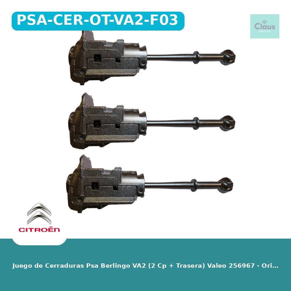 Juego de Cerraduras Psa Berlingo VA2 (2 Cp + Trasera) Valeo 256967 - Original -