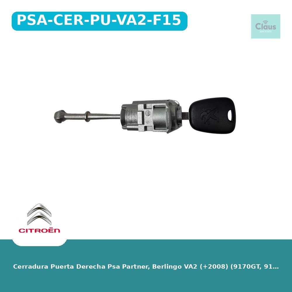 Cerradura Puerta Derecha Psa Partner, Berlingo VA2 (+2008) (9170GT, 9170GR, 9170HY, 9170HV) (d) - Original -