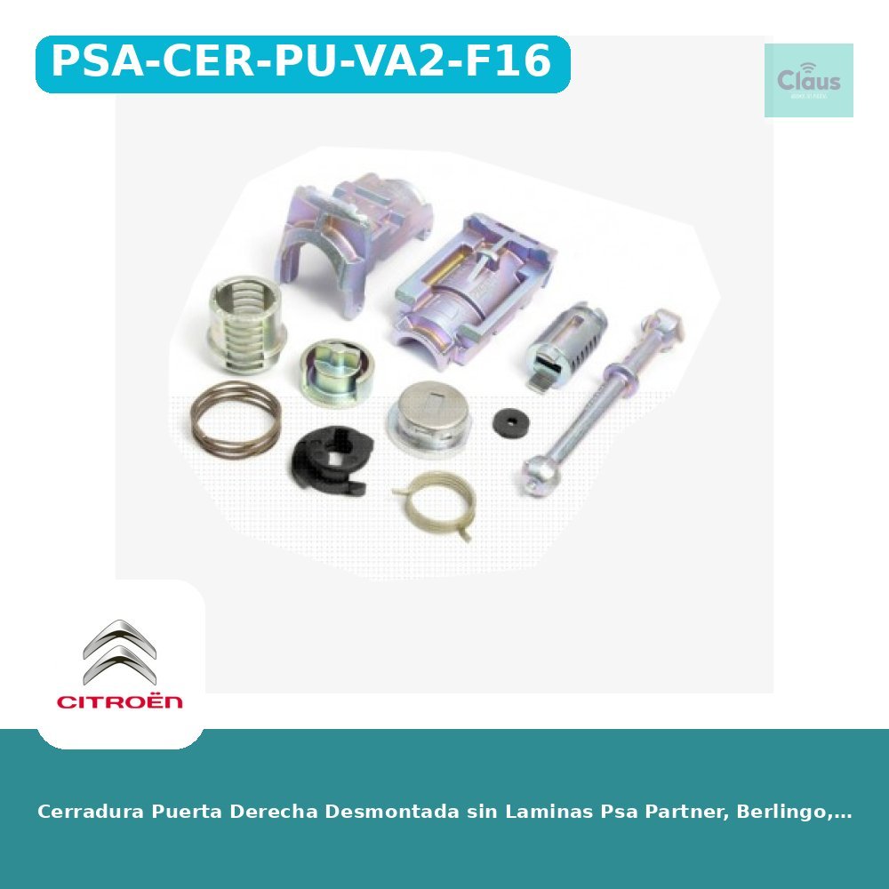 Cerradura Puerta Derecha Desmontada sin Laminas Psa Partner, Berlingo, VA2 (+2008) (9170GT, 9170GR, 9170HY, 9170HV) (d) - Original -