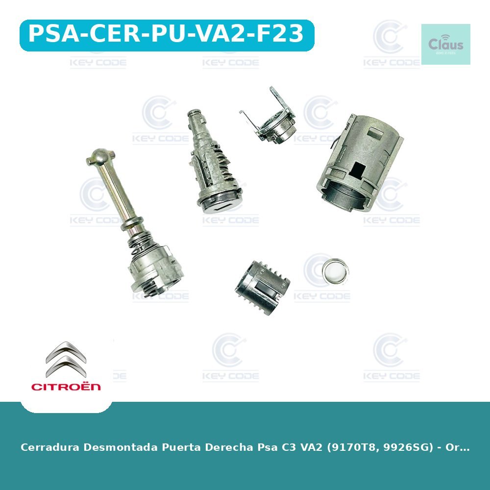 Cerradura Desmontada Puerta Derecha Psa C3 VA2 (9170T8, 9926SG) - Original -