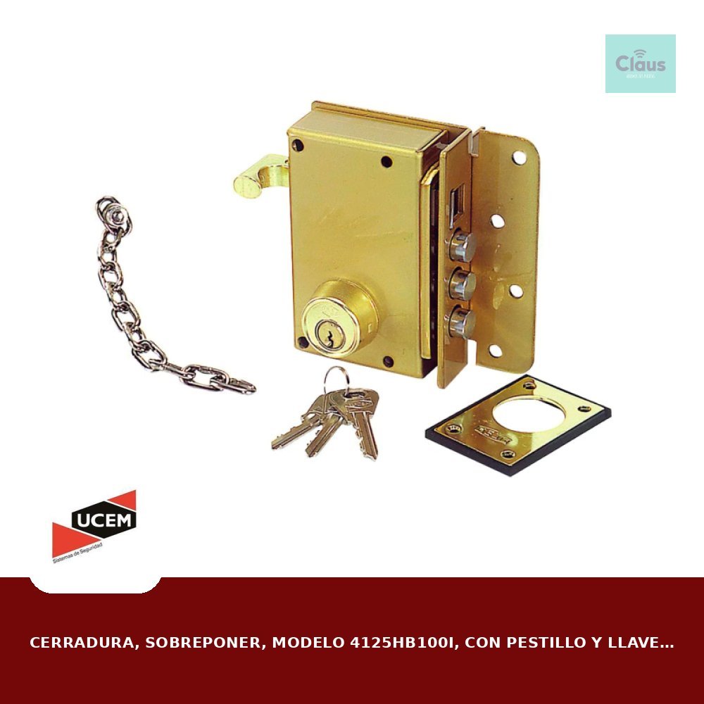 Cerradura, Sobreponer, Modelo 4125HB100I, con Pestillo y Llave de 1 Punto, Mano Izquierda - modelo F06