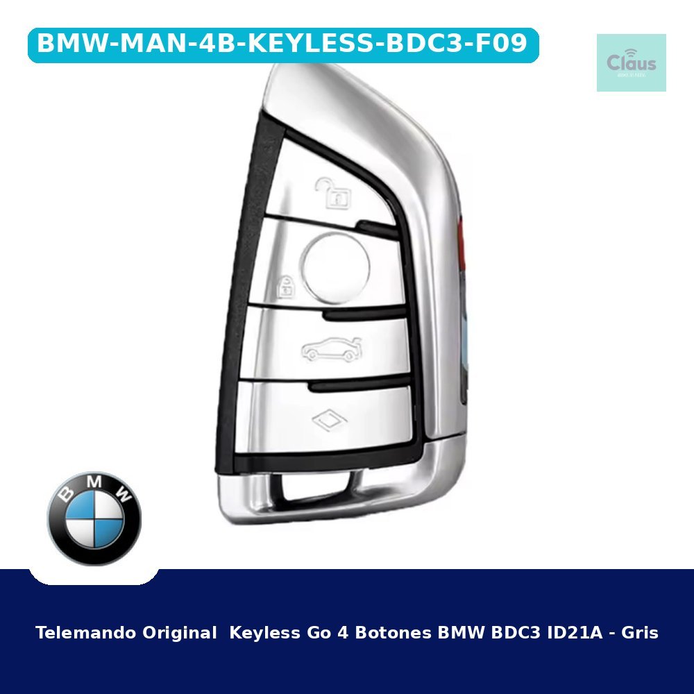 Telemando Original  Keyless Go 4 Botones BMW BDC3 ID21A - Gris