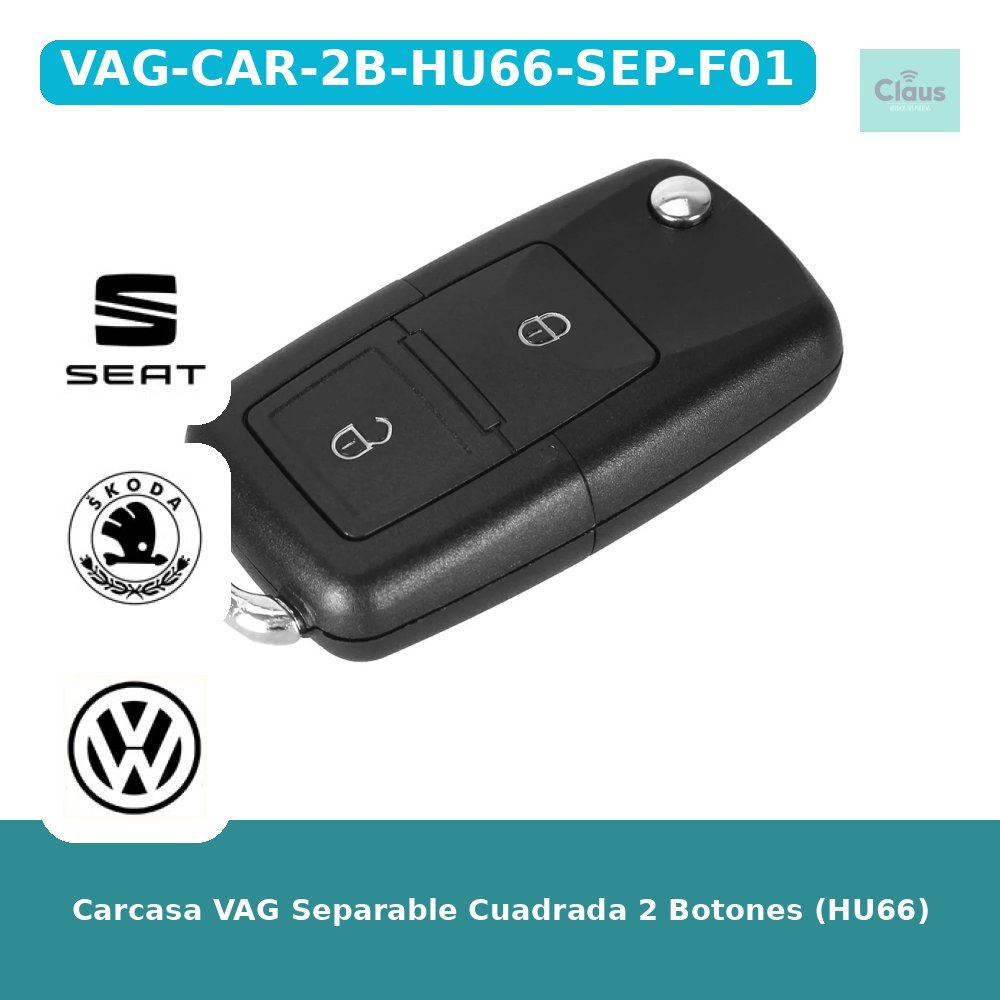 Carcasa VAG Separable Cuadrada 2 Botones (HU66)
