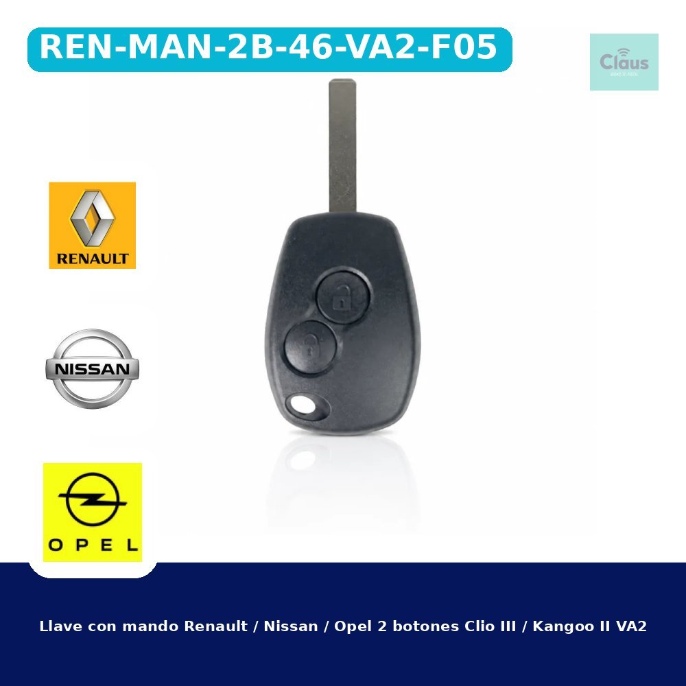 Llave con mando Renault / Nissan / Opel 2 botones Clio III / Kangoo II VA2