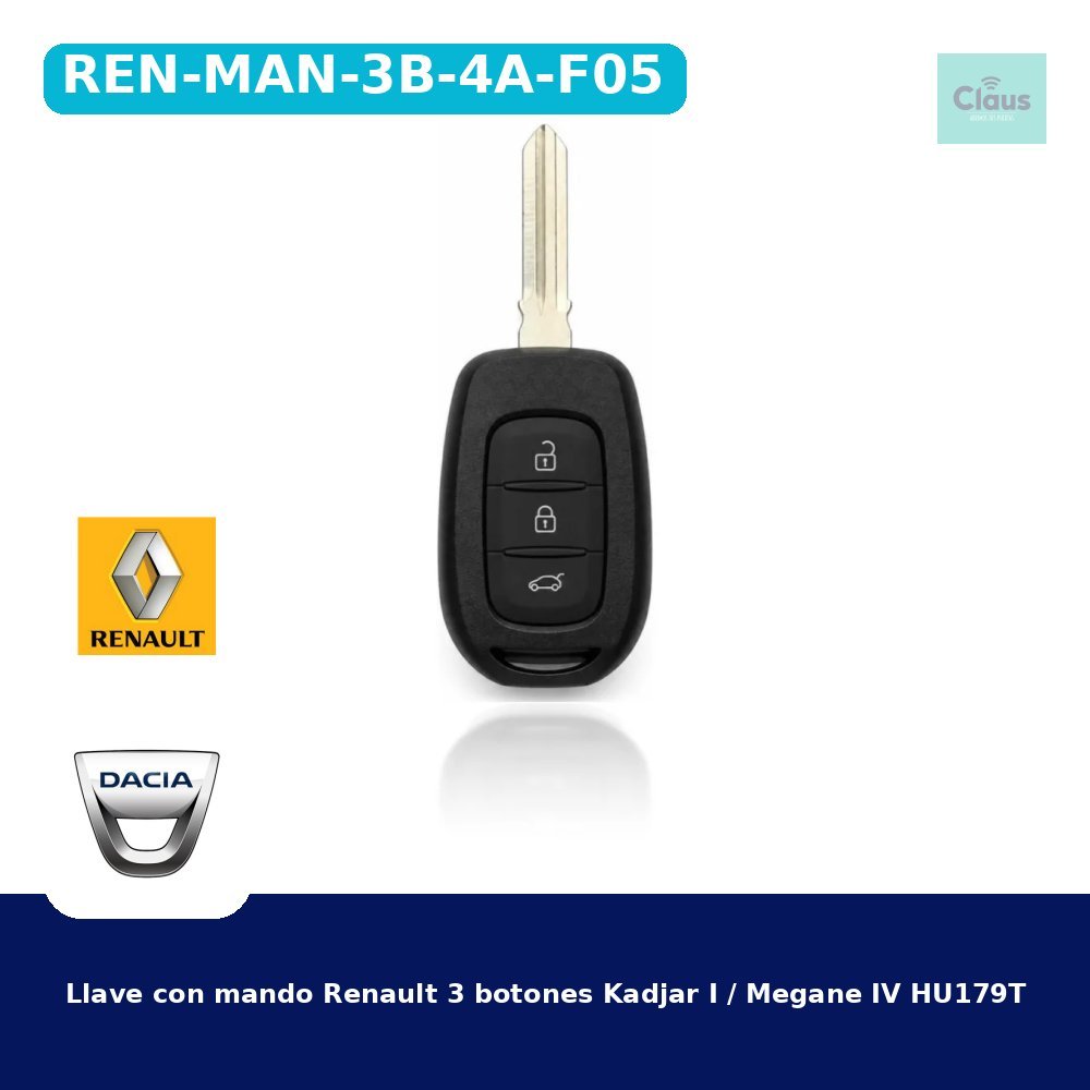 Llave con mando Renault 3 botones Kadjar I / Megane IV HU179T