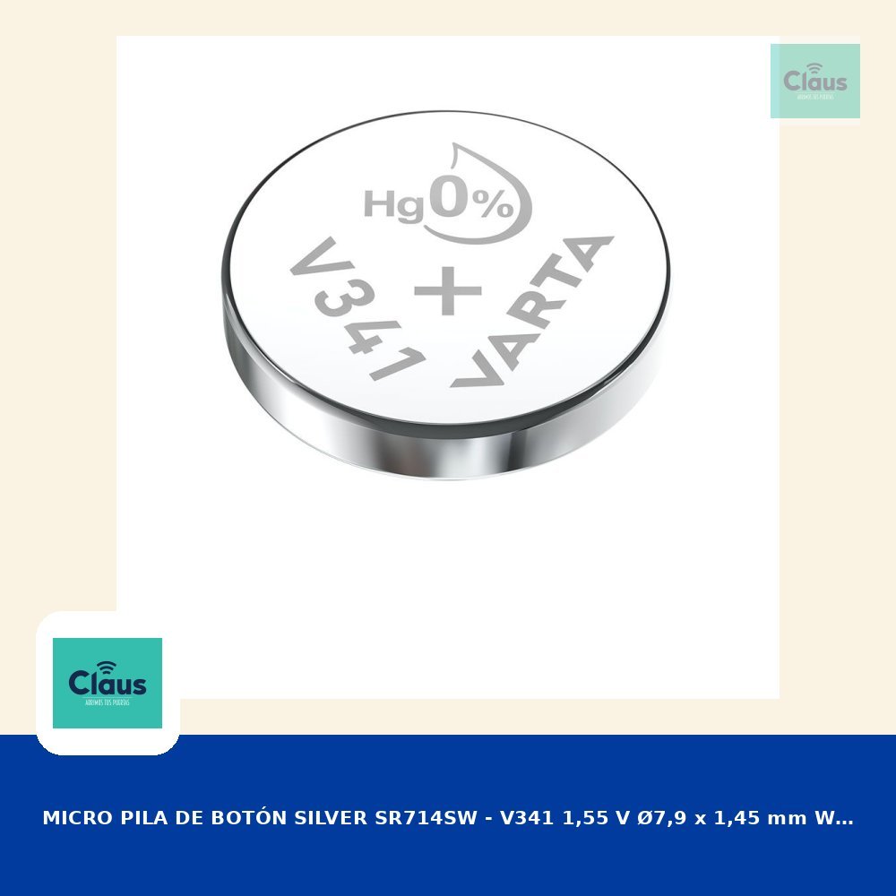 MICRO PILA DE BOTÓN SILVER SR714SW - V341 1,55 V Ø7,9 x 1,45 mm WATCH BLISTER