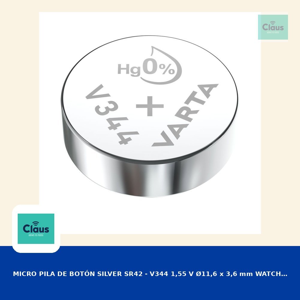 MICRO PILA DE BOTÓN SILVER SR42 - V344 1,55 V Ø11,6 x 3,6 mm WATCH BLISTER