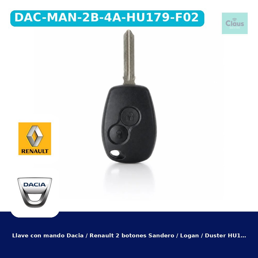 Llave con mando Dacia / Renault 2 botones Sandero / Logan / Duster HU179T