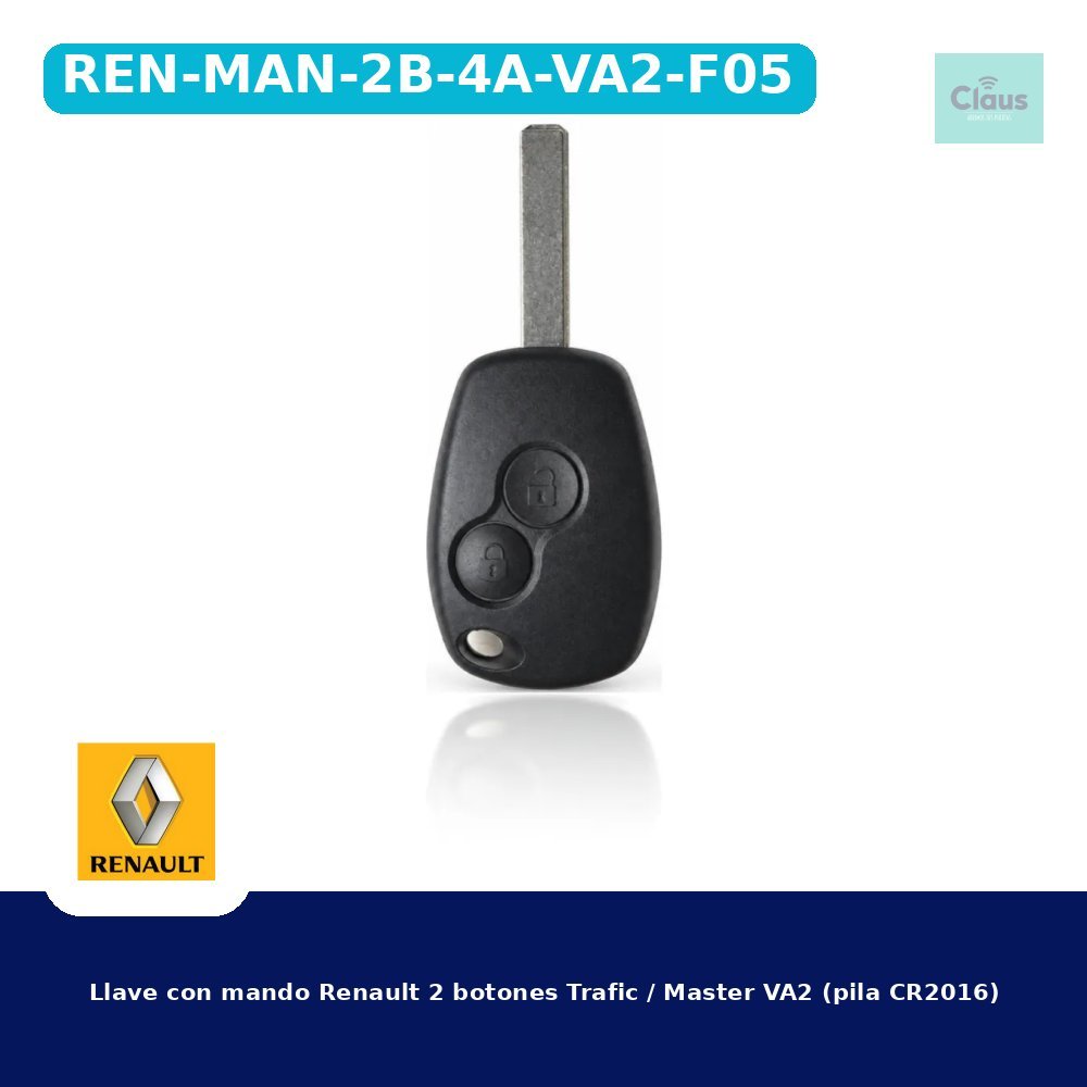 Llave con mando Renault 2 botones Trafic / Master VA2 (pila CR2016)